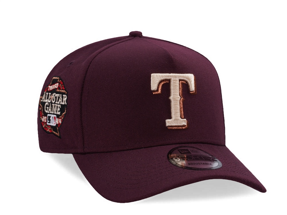 New Era Texas Rangers All Star Game 2024 Maroon Prime Edition 9Forty A Frame Snapback Hat