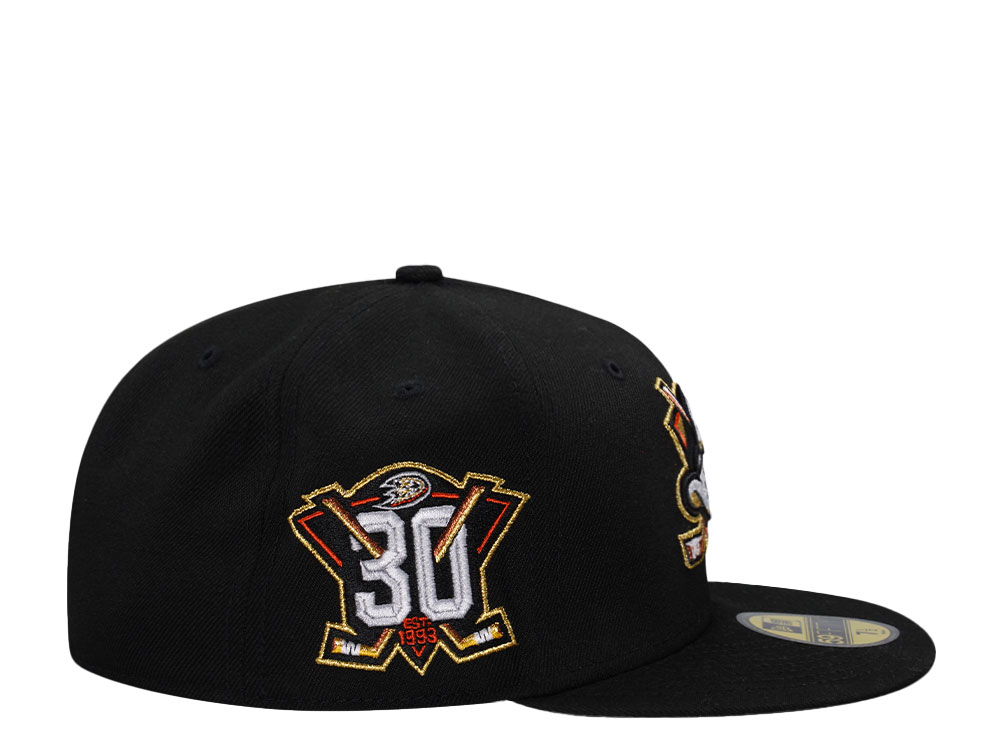 New Era Anaheim Ducks 30th Anniversary Black Metallic Edition 59Fifty Fitted Hat