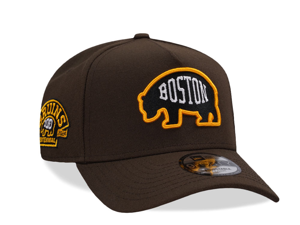 New Era Boston Bruins 100th Anniversary Walnut Prime Edition 9Forty A Frame Snapback Hat
