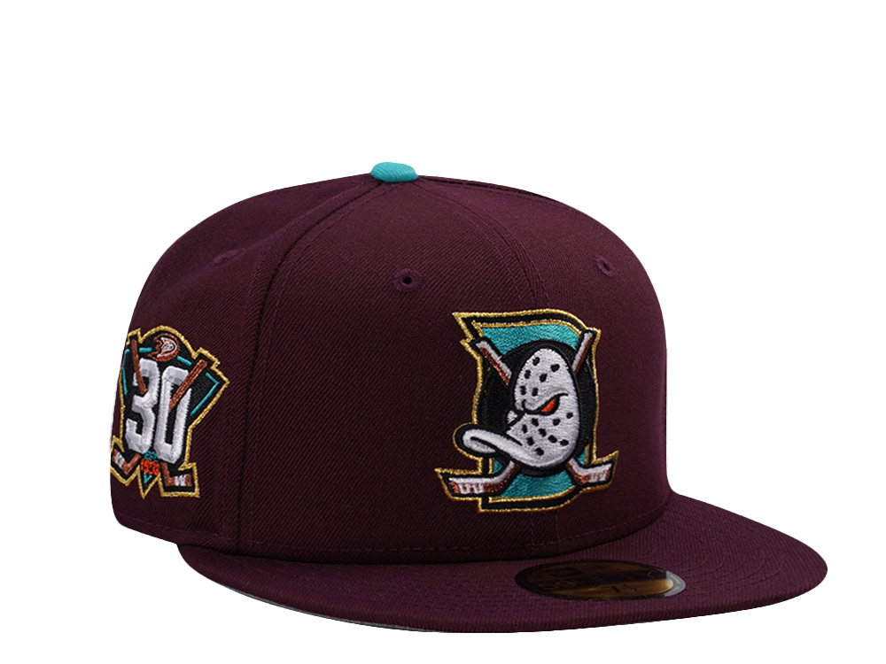 New Era Anaheim Ducks 30th Anniversary Maroon Prime Edition 59Fifty Fitted Hat