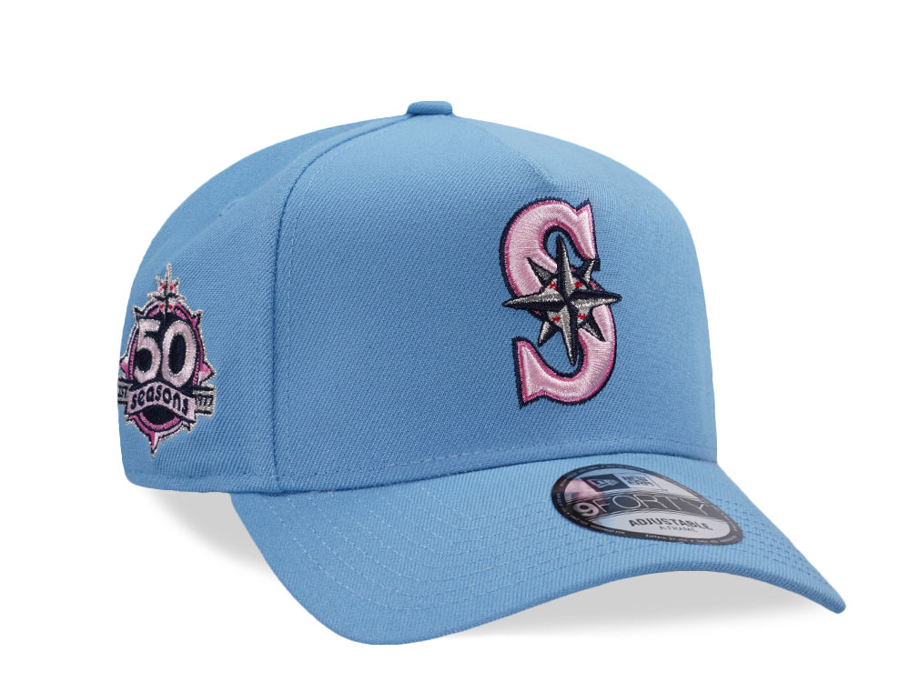 New Era Seattle Mariners 50 Seasons Sky Pink Prime Edition 9Forty A Frame Snapback Hat