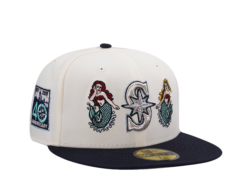 New Era Seattle Mariners 40th Anniversary Mermaid Chrome Two Tone Editon 59Fifty Fitted Hat