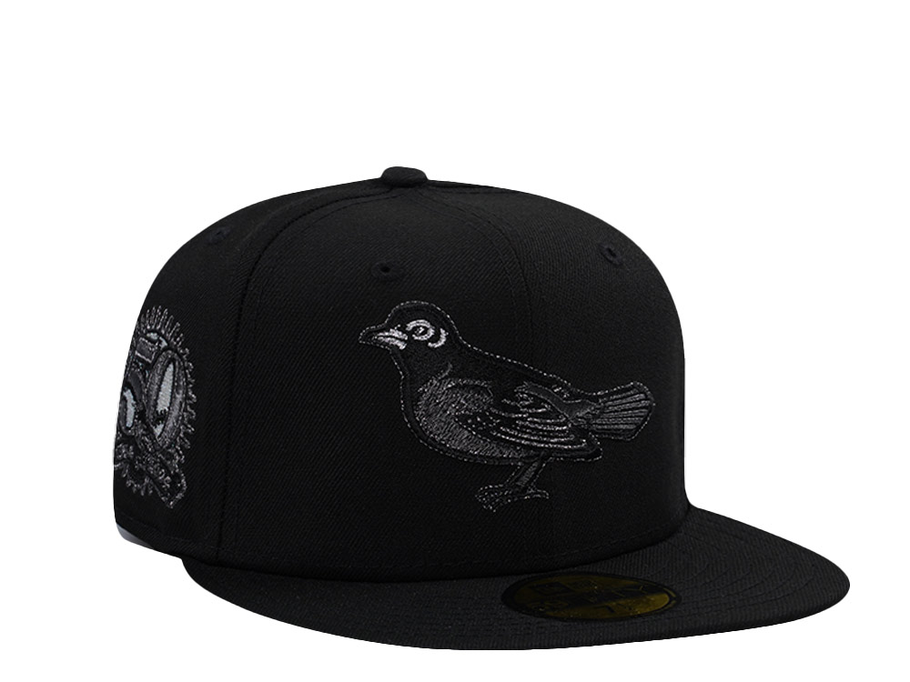 New Era Baltimore Orioles 50th Anniversary Black on Black Prime Edition 59Fifty Fitted Hat