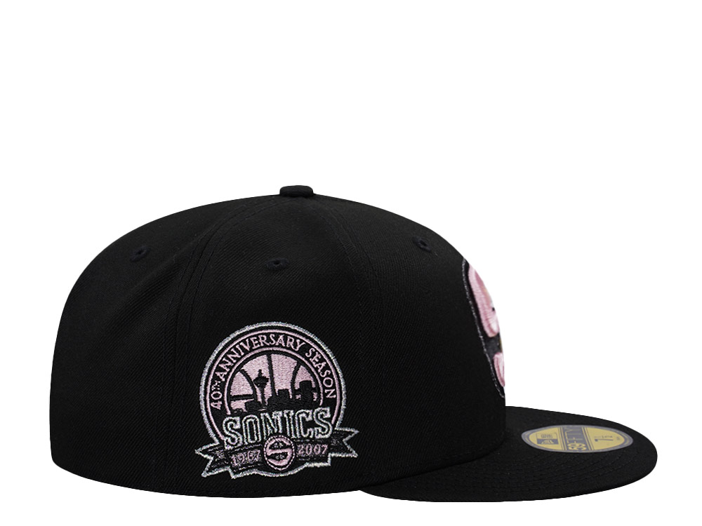 New Era Seattle Supersonics 40th Anniversary Pink Black Prime Edition 59Fifty Fitted Hat