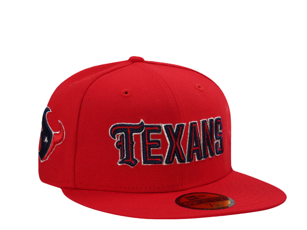 New Era Houston Texans Script Scarlet Prime Edition 59Fifty Fitted Hat