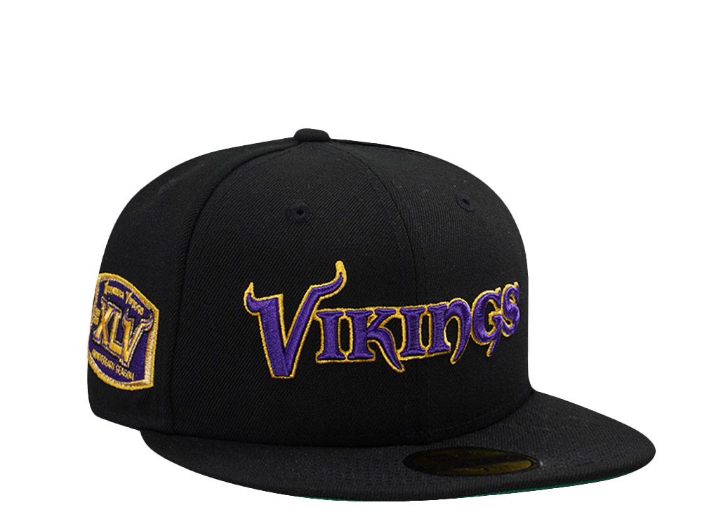 New Era Minnesota Vikings Script Black Prime Edition 59Fifty Fitted Hat