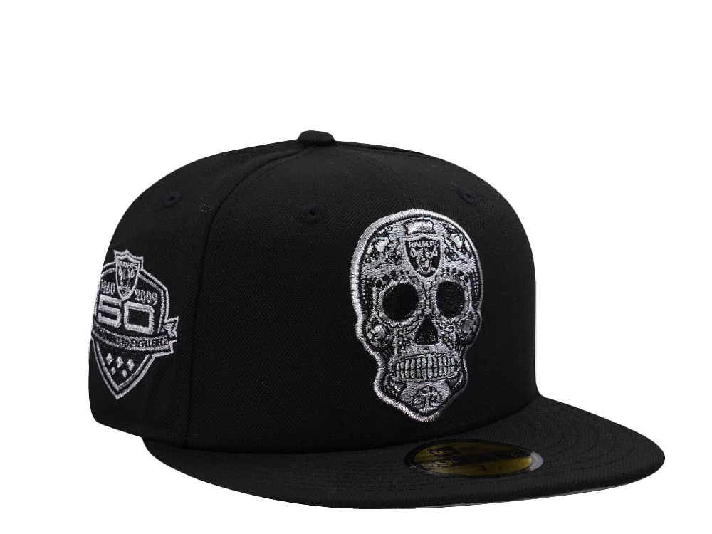 New Era Las Vegas Raiders 50th Anniversary Skull Black Prime Edition 59Fifty Fitted Hat