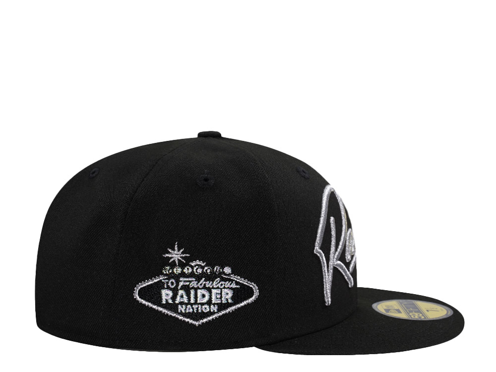 New Era Las Vegas Raiders Script Metallic Black Prime Edition 59Fifty Fitted Hat