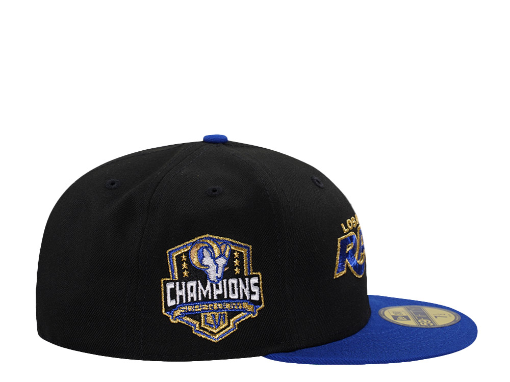 New Era Los Angeles Rams Super Bowl LVI Champions Black Two Tone Edition 59Fifty Fitted Hat
