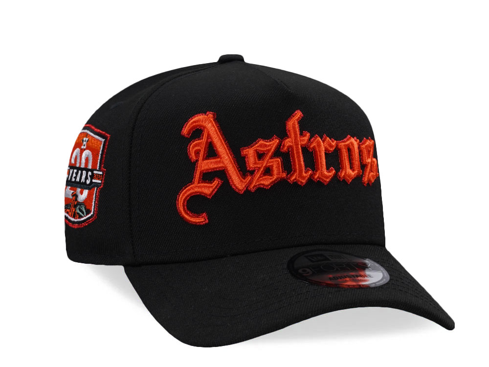 New Era Houston Astros 20th Anniversary Script Black Prime Edition 9Forty A Frame Snapback Hat