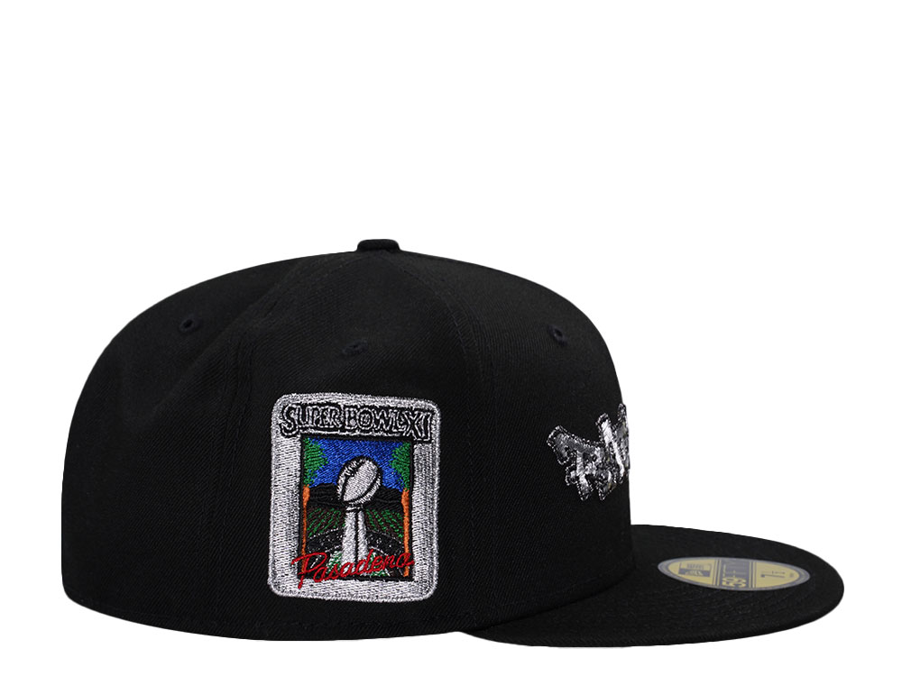 New Era Las Vegas Raiders Super Bowl XI Script Black Prime Edition 59Fifty Fitted Hat