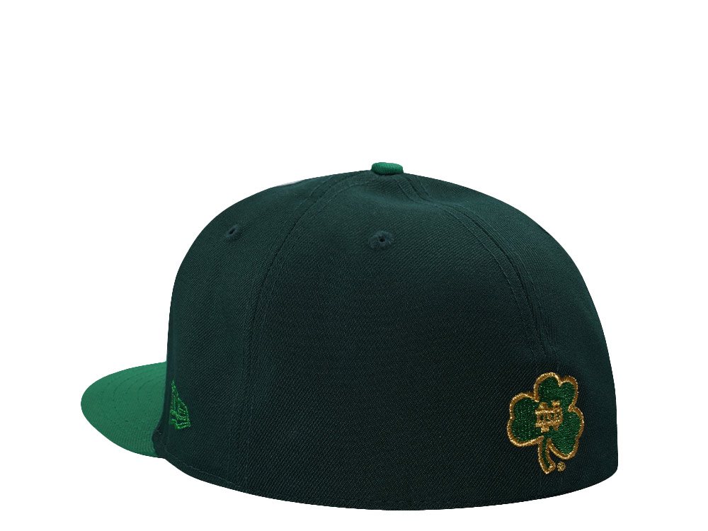 New Era Notre Dame Fighting Irish Chain Stitch Dark Green Two Tone Edition 59Fifty Fitted Hat