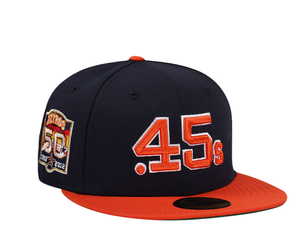 New Era Houston Colts 50th Anniversary Navy Orange Jersey Flip Two Tone Edition 59Fifty Fitted Hat