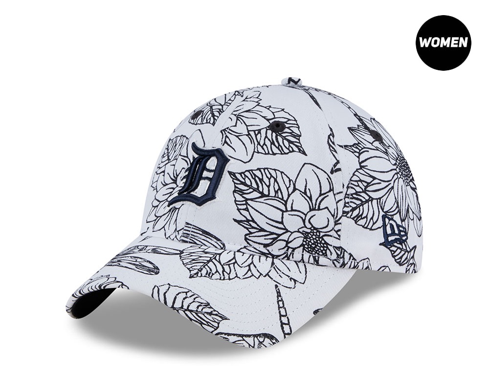 New Era Detroit Tigers Woman Floral Stitch White 9Twenty Strapback Hat