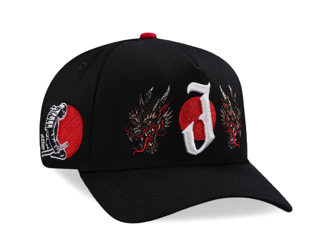 Parallel Union Japan Dragon Samurai Red Sun Black Prime Edition Snapback Hat