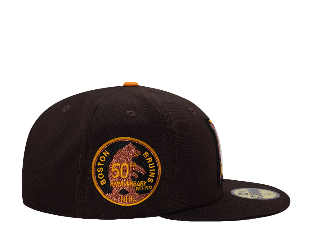 New Era Boston Bruins 50th Anniversary Burnt Wood Prime Edition 59Fifty Fitted Hat