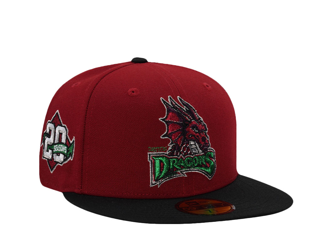 New Era Dayton Dragons 20th Anniversary Maroon Two Tone Edition 59Fifty Fitted Hat