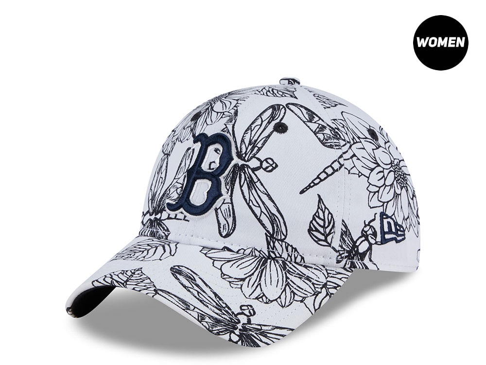 New Era Boston Red Sox Woman Floral Stitch White 9Twenty Strapback Hat