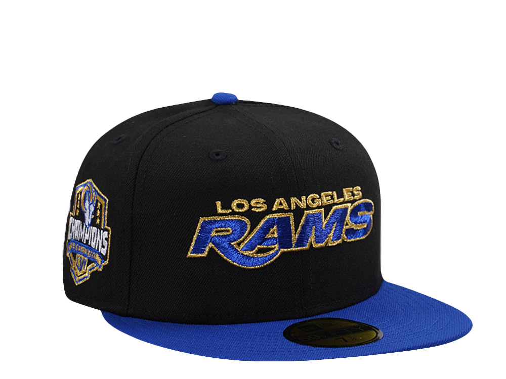 New Era Los Angeles Rams Super Bowl LVI Champions Black Two Tone Edition 59Fifty Fitted Hat