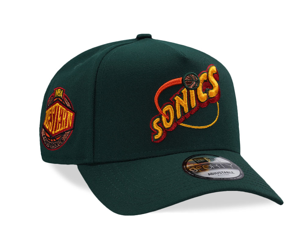 New Era Seattle Supersonics NBA Western Conference Dark Green Prime Edition 9Forty A Frame Snapback Hat