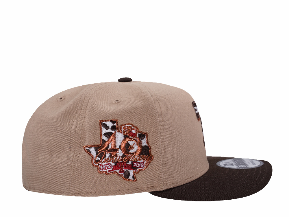 New Era Texas Rangers 40th Anniversary Camel Two Tone Edition 9Fifty A Frame Snapback Hat