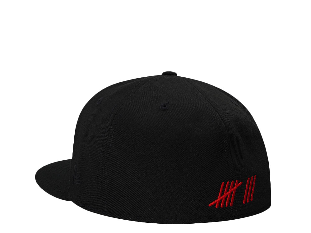 New Era Los Angeles Dodgers World Series 2024 Black Red Throwback Edition 9Fifty Fitted Hat