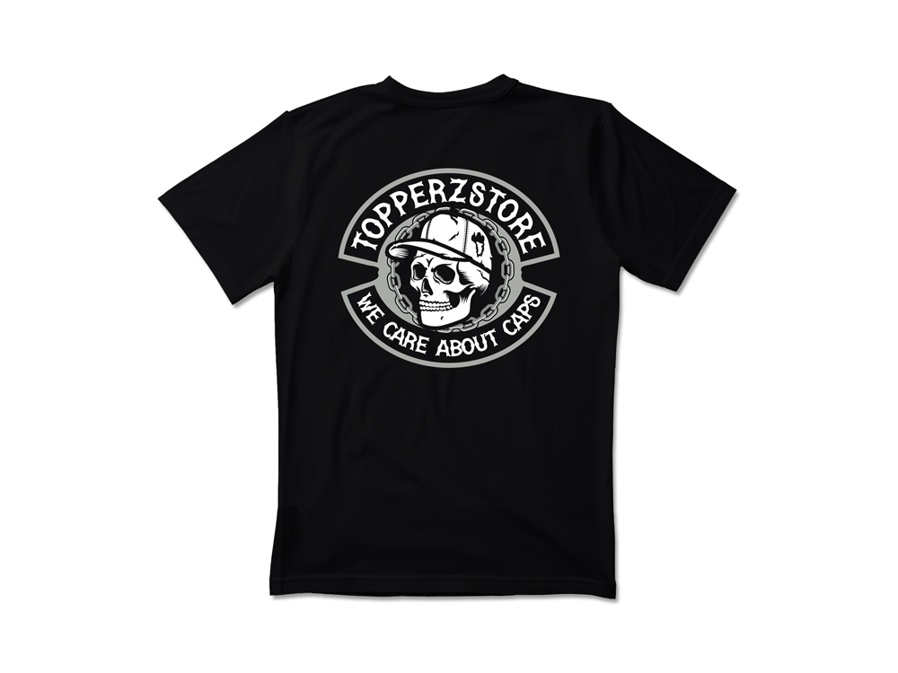 Family T-Shirt We Care about Caps Black Skull Oversize Edition