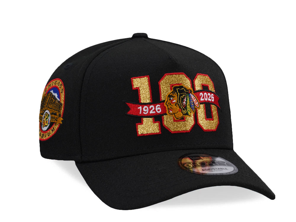 New Era Chicago Blackhawks Stadium Patch Black Prime Edition 9Forty A Frame Snapback Hat