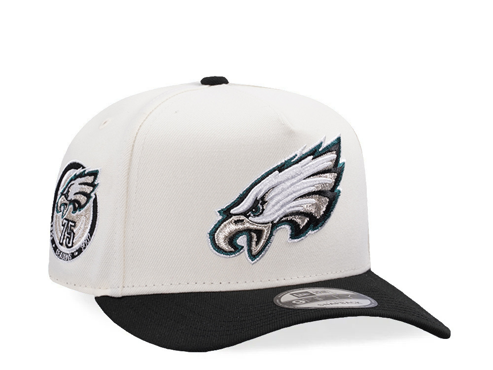 New Era Philadelphia Eagles 75th Anniversary Chrome Two Tone Edition 9Fifty A Frame Snapback Hat