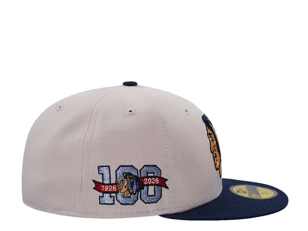 New Era Chicago Blackhawks 100th Anniversary Stone Two Tone Edition 59Fifty Fitted Hat