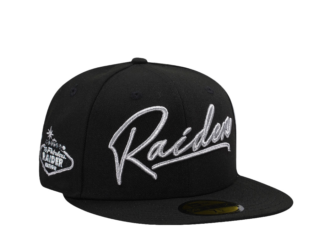 New Era Las Vegas Raiders Script Metallic Black Prime Edition 59Fifty Fitted Hat