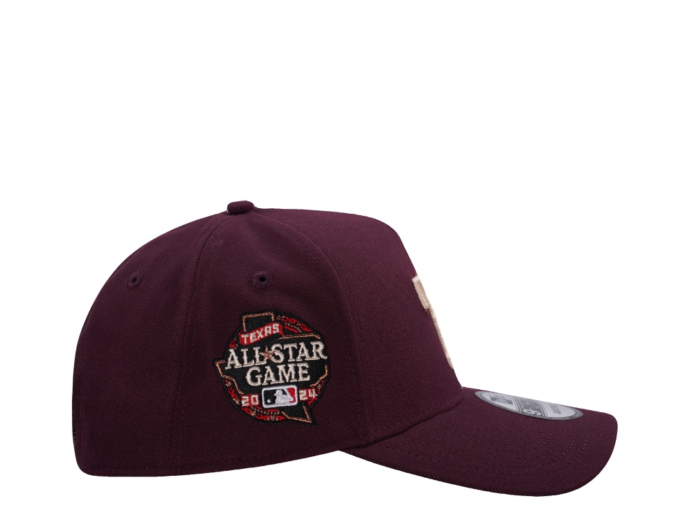 New Era Texas Rangers All Star Game 2024 Maroon Prime Edition 9Forty A Frame Snapback Hat
