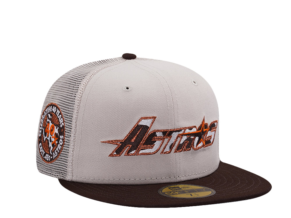 New Era Houston Astros 40th Anniversary Stone Two Tone Edition 59Fifty Trucker Fitted Hat