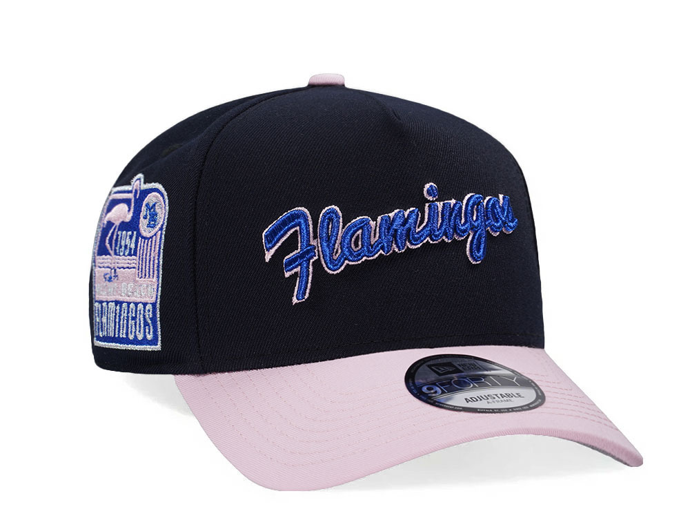 New Era Miami Beach Flamingos 1954 Navy Pink Two Tone Edition 9Forty A Frame Snapback Hat