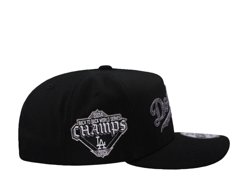 New Era Los Angeles Dodgers Back To Back World Series Champions Black Edition 9Fifty A Frame Snapback Hat