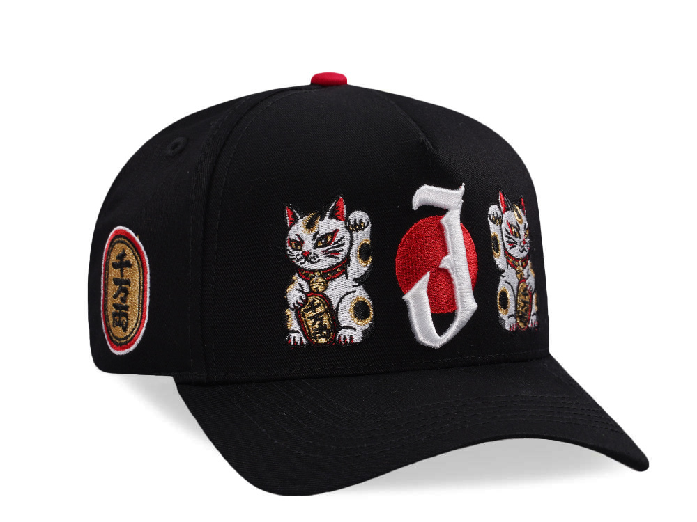 Parallel Union Japan Lucky Cat Red Sun Black Prime Edition Snapback Hat