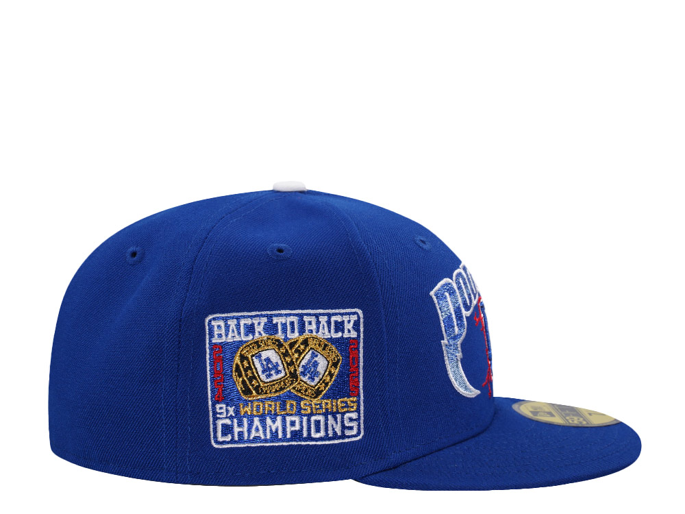 New Era Los Angeles Dodgers Back to Back Champions Metallic Royal Blue Prime Edition 59Fifty Fitted Hat