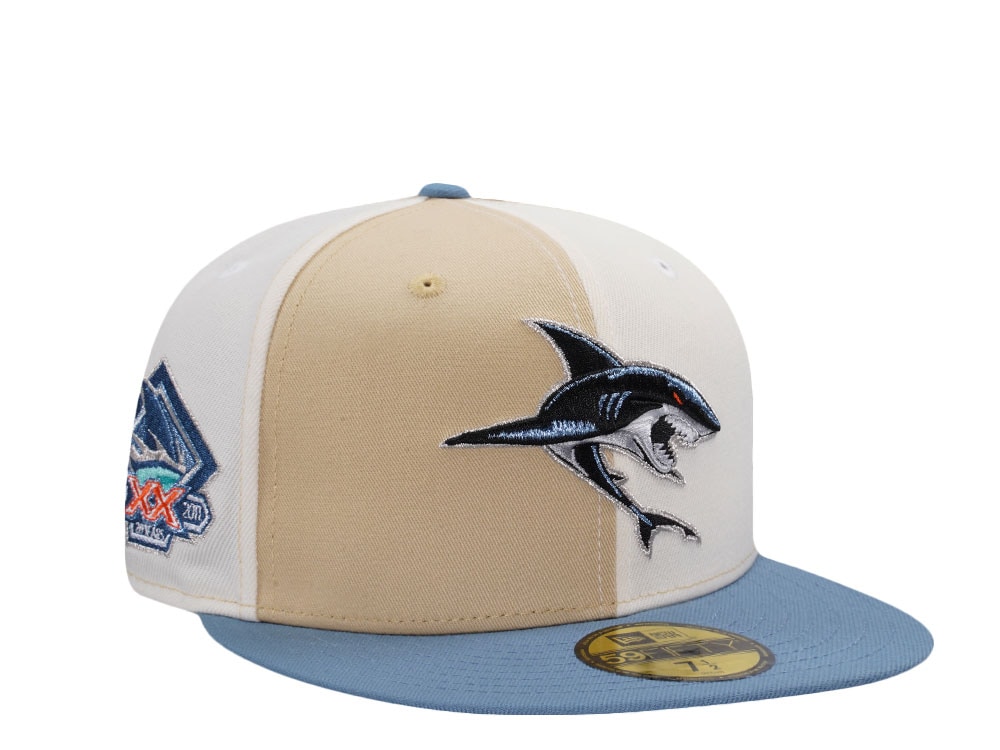 New Era San Jose Sharks 20th Anniversary Pinwheel Beige Two Tone Edition 59Fifty Fitted Hat