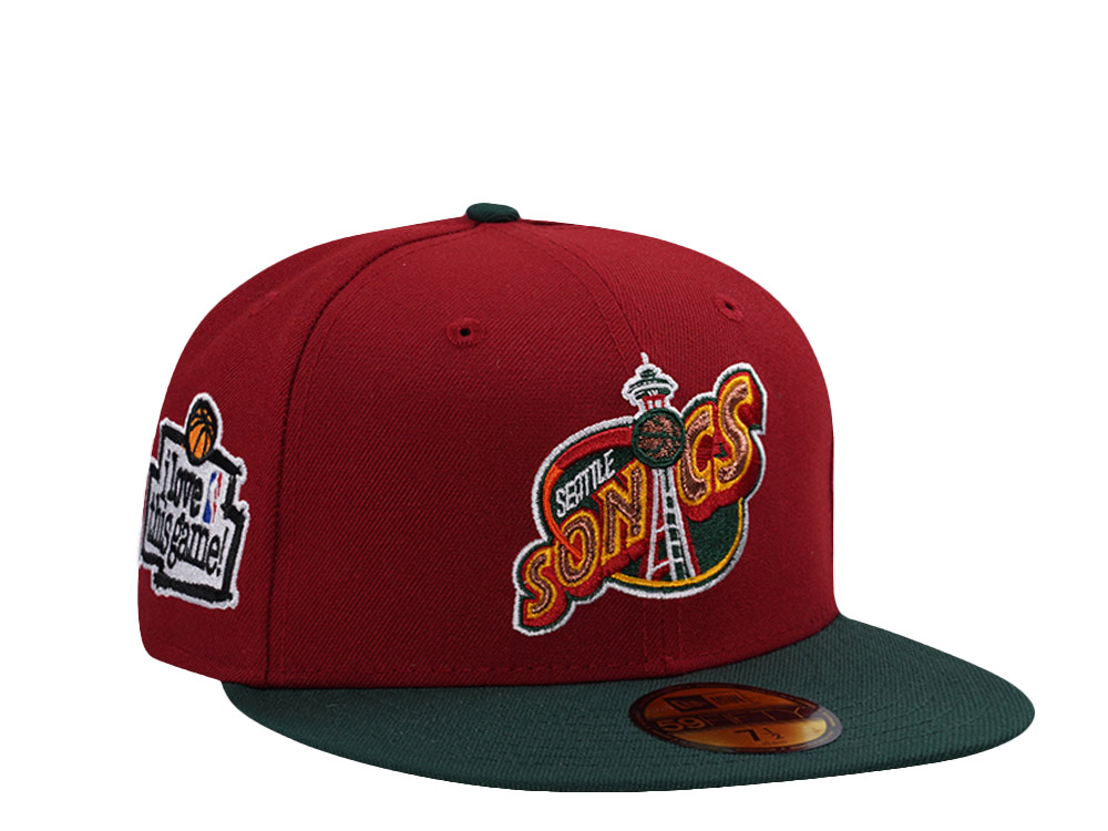 New Era Seattle Supersonics Love this Game Red Two Tone Edition 59Fifty Fitted Hat