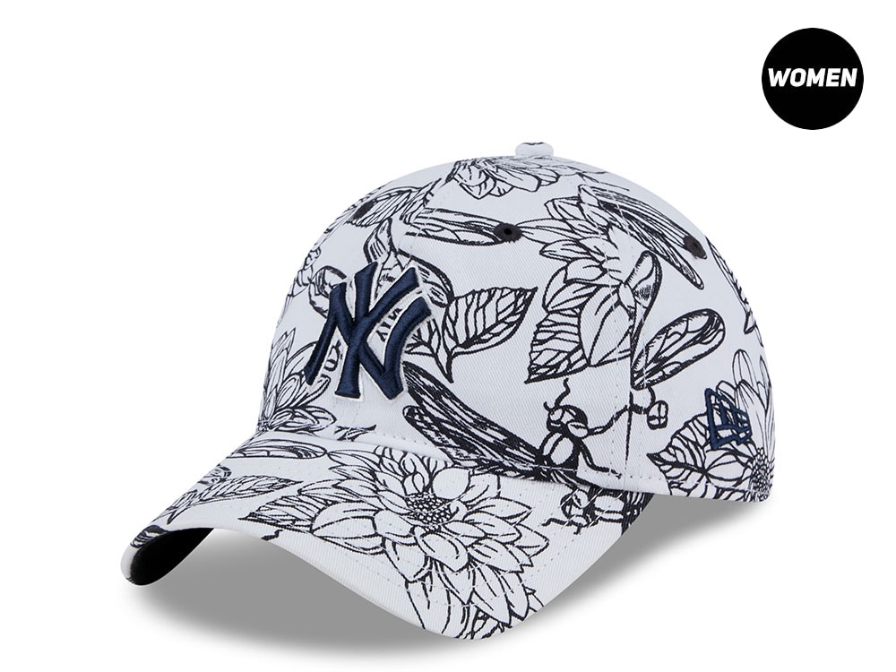 New Era New York Yankees Woman Floral Stitch White 9Twenty Strapback Hat