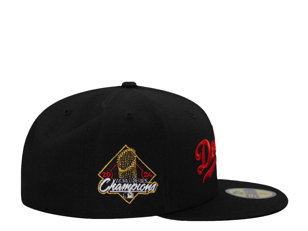 New Era Los Angeles Dodgers World Series 2024 Black Red Throwback Edition 9Fifty Fitted Hat