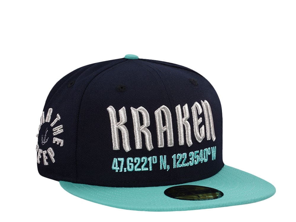 New Era Seattle Kraken Fear the Deep Navy Two Tone Edition 59Fifty Fitted Hat