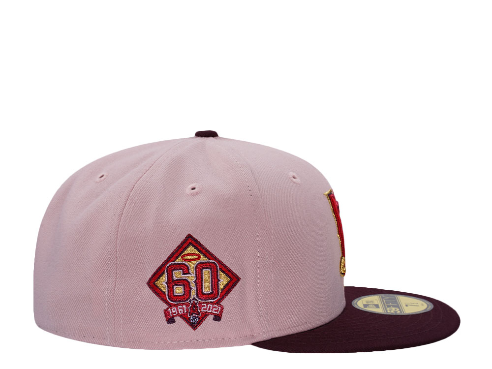 New Era Anaheim Angels 60th Anniversary Pinkrouge Two Tone Edition 59Fifty Fitted Hat