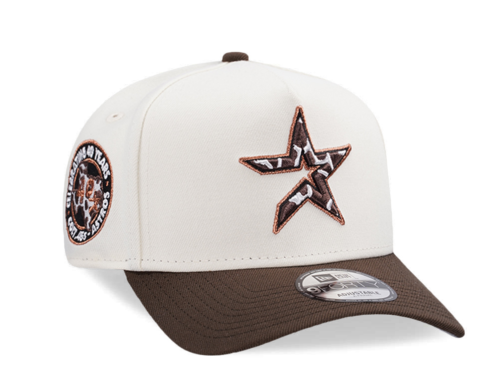 New Era Houston Astros 40th Anniversary Cow Burnt Wood Two Tone Edition 9Forty A Frame Snapback Hat