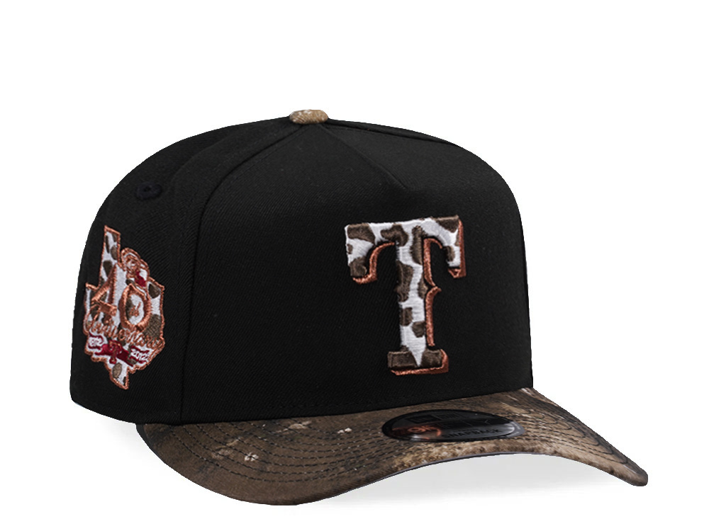 New Era Texas Rangers 40th Anniversary Black Two Tone Edition 9Fifty A Frame Snapback Hat