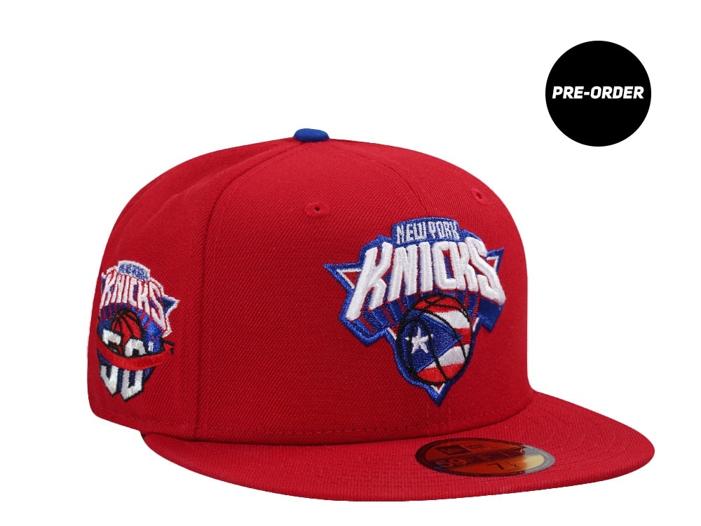 PRE-ORDER New Era New York Knicks 50th Anniversary Scarlet Prime Edition 59Fifty Fitted Hat