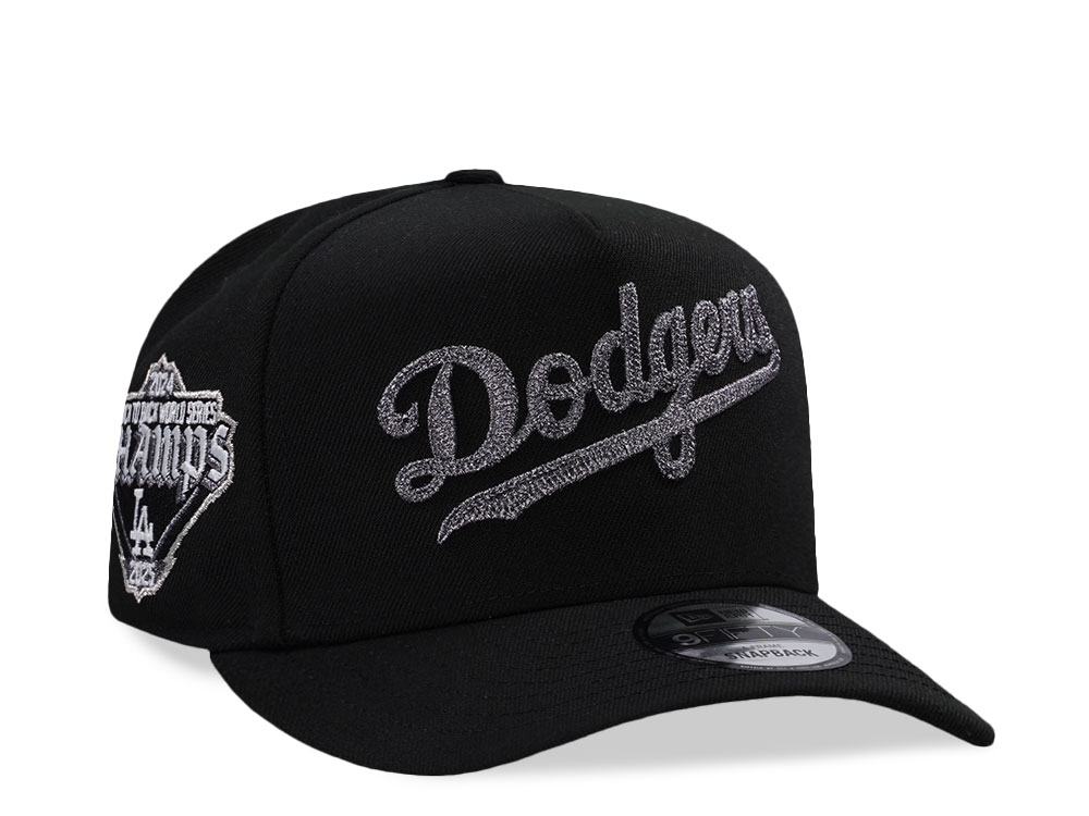 New Era Los Angeles Dodgers Back To Back World Series Champions Black Edition 9Fifty A Frame Snapback Hat