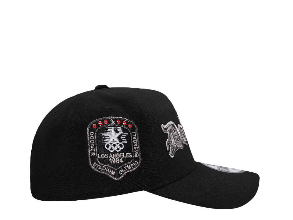 New Era Los Angeles Dodgers Olympic Stadium 1984 Metallic Script Black Edition 9Forty A Frame Snapback Hat