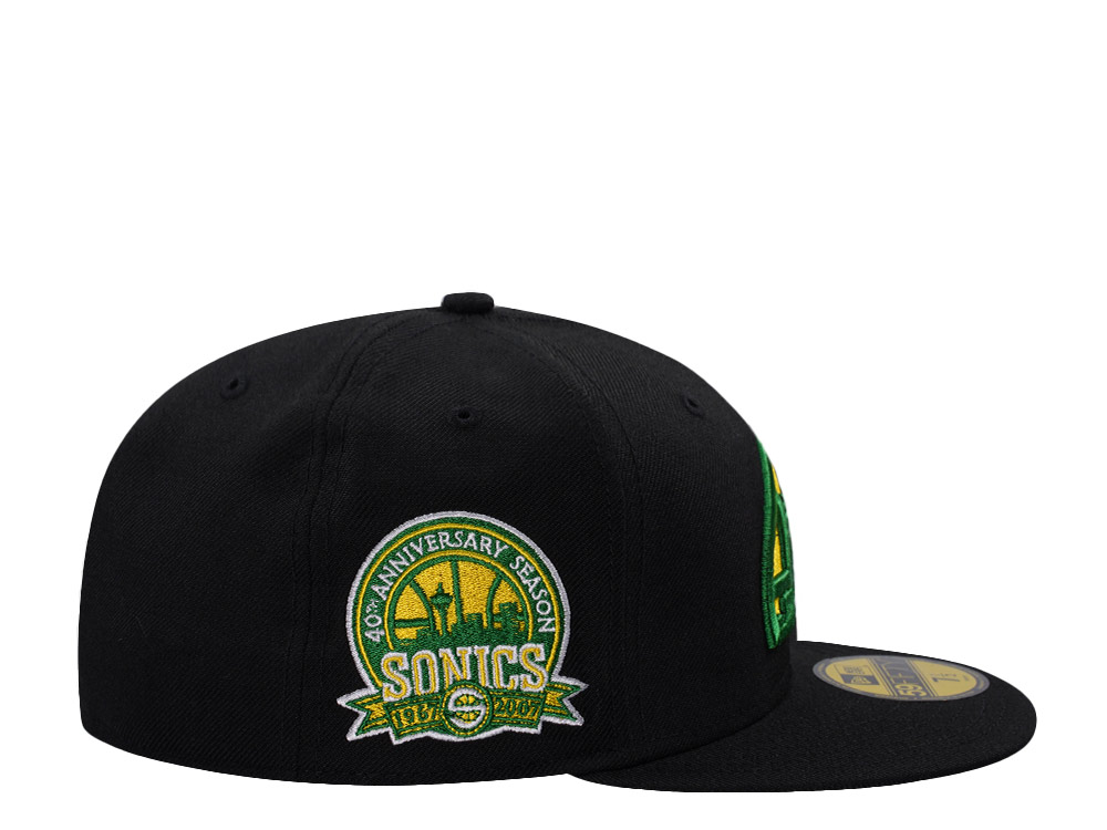 New Era Seattle Supersonics 40th Anniversary Wool Black Throwback Edition 59Fifty Fitted Hat