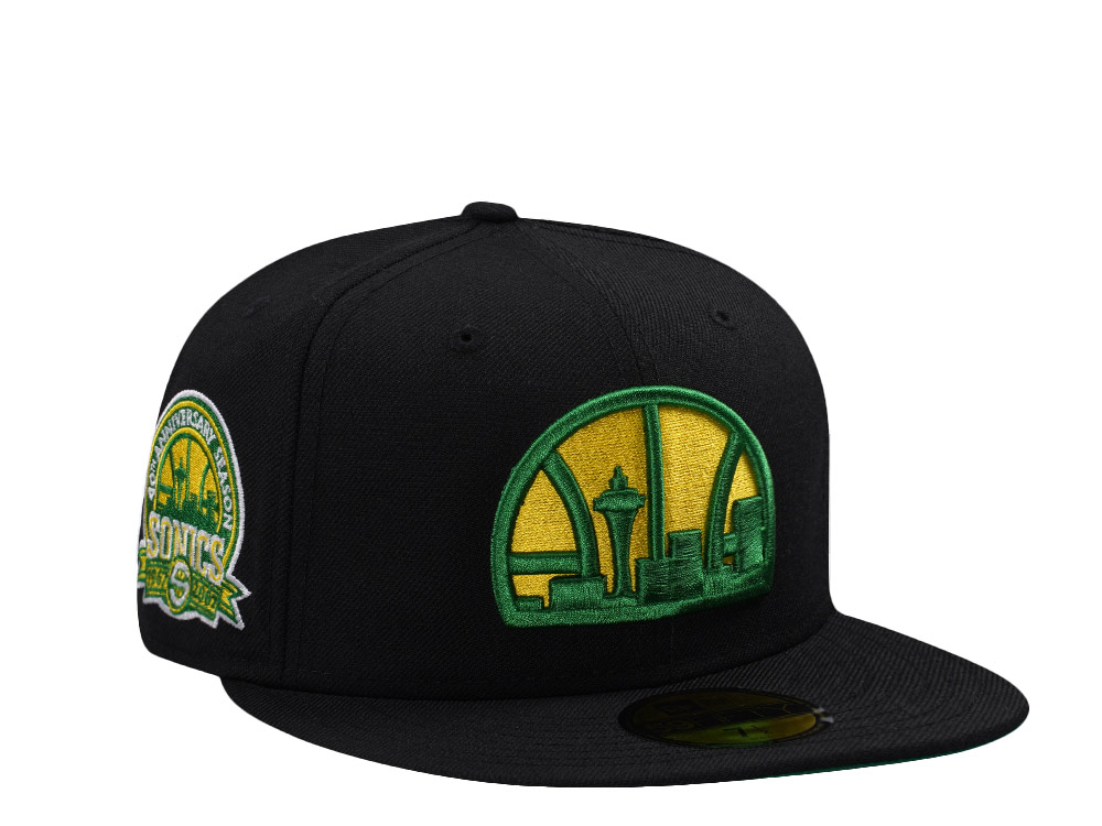 New Era Seattle Supersonics 40th Anniversary Wool Black Throwback Edition 59Fifty Fitted Hat